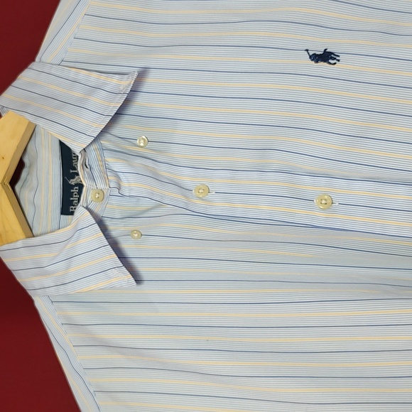 Ralph Lauren Classic Fit Blue, Yellow, & White Striped Sz 16; 34/35 - Picture 6 of 8